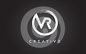 VR Circular Letter Logo with Circle Brush Design and Black Background. photo