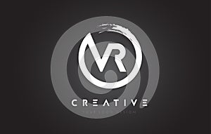 VR Circular Letter Logo with Circle Brush Design and Black Background.