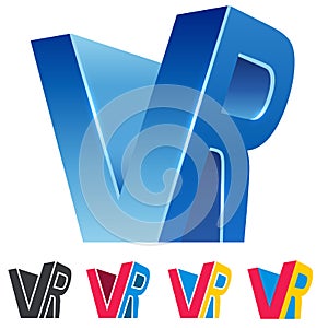 VR Combined Letters Virtual Reality Blue 3D Sign