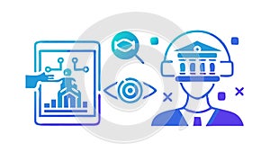 VR data analysis, immersive insights and visualization, vector design Generative AI