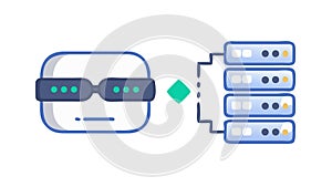 VR Data Integration Vector, Augmented Reality Server Connection Graphic, vector design Generative AI