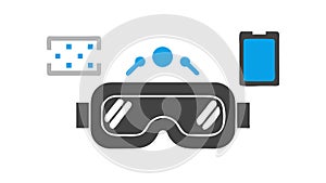 VR Digital Interaction: Virtual Reality with Screen and Connectivity, vector design Generative AI