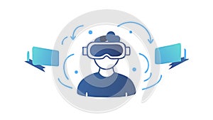 VR Digital Workspace, Virtual Reality Productivity and Tech, vector design Generative AI