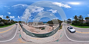 360 VR equirectangular photo of luxury beachfront mansion under construction in Palm Beach FL