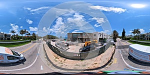 360 VR equirectangular photo of luxury beachfront mansion under construction in Palm Beach FL