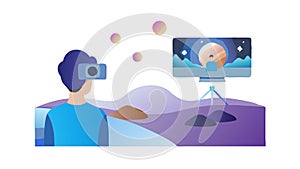 VR Experience with Data Visualization, Immersive Technology vector design Generative AI