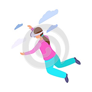 VR Flying Isometric Composition