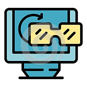 Vr gameplay icon vector flat