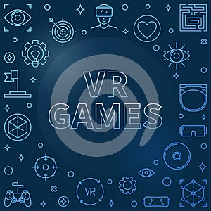 VR Games blue linear frame - vector Virtual Reality illustration