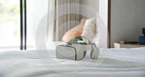 Vr-glass on bed in morning