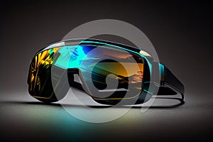 VR Glasses front with reflective screen, future tech