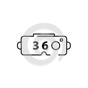 VR glasses, goggles, virtual reality 360 thin line icon. Linear vector. Isolated on white background photo