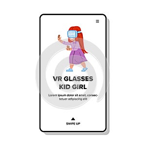 vr glasses kid girl vector