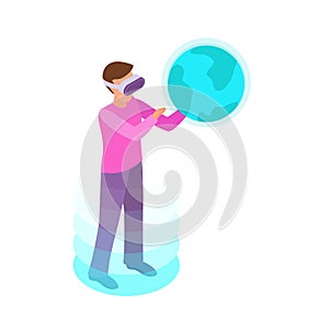 VR Globe Isometric Composition