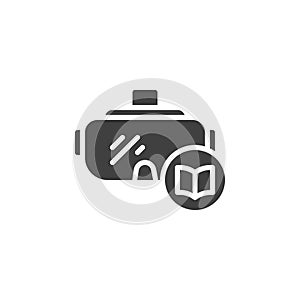 VR headset and book vector icon