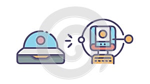 VR Headset and Brain Interface Technology Icon, vector design Generative AI