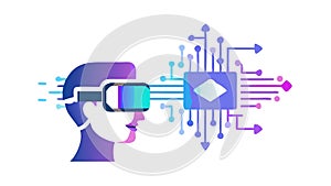 VR Headset with Circuitry, Future Technology, vector design Generative AI