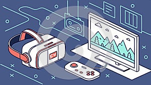 VR headset and controller, virtual reality tech, gaming device vector design Generative AI