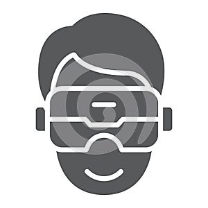 VR headset glyph icon, game and technology, virtual reality mask sign, vector graphics, a solid pattern on a white