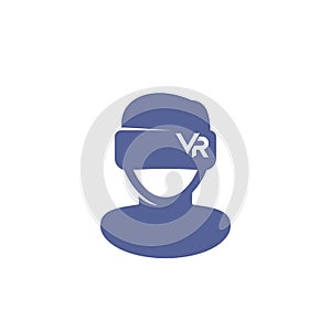 VR headset icon, man in virtual reality glasses