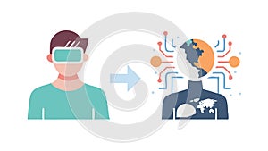 VR Headset User Digital Profile, vector design Generative AI