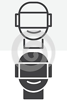 VR headset vector icon set in line and solid different style