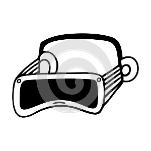 VR headset, virtual reality glasses. Vector icon isolated on white. Modern technology. Gadget for entertainment, games