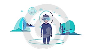 VR interaction, immersive digital experience, future reality, vector design Generative AI