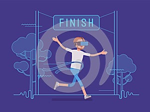 VR man running and winning