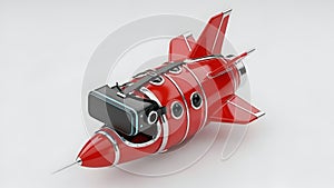 VR Rocket Virtual Reality Space Travel Concept, 3D Rendering