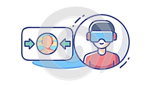 VR user interacting with virtual world, immersive experience, vector design Generative AI