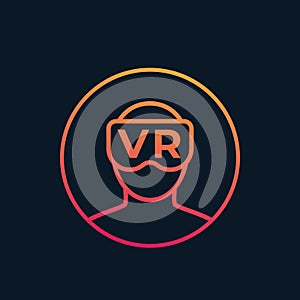 VR, virtual reality vector icon