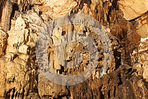 Vranjaca Cave with many stalagmites and Stalactites in centre of Croatia photo