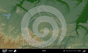 Vratsa outlined, Bulgaria. Physical