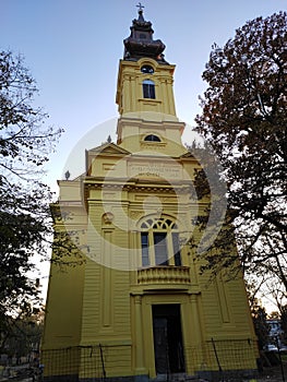Vrbas local restored Protestant church in the town center photo