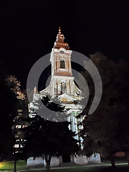 Vrbas Serbia Protestant Church in the evening in town centre Evangelism photo