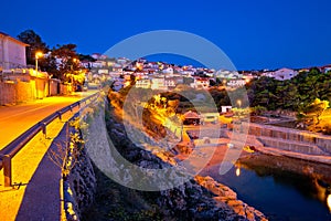 Vrbnik beach and waterfront evening view