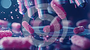 VRE bacteria in a clinical laboratory setting, showcasing microscopic views and scientific equipment under bright