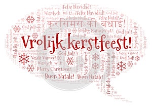 Vrolijk kerstfeest word cloud - Merry Christmas on Holland or Dutch language and other different languages