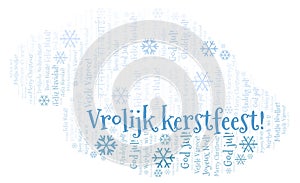 Vrolijk kerstfeest word cloud - Merry Christmas on Holland or Dutch language and other different languages