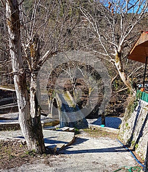 Vrosina `s bridge in winter season , ioannina perfecture , greece