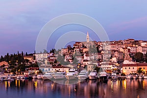 Vrsar Port And Village After Sunset-Istria,Croatia