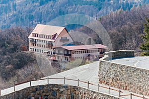 Vrsatec mountain and village with hotel
