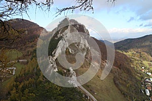 Vrsatske bradla mountain above Vrsatske Podhradie village, Slovakia