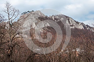 Vrsatske Podhradie at Spring nature in rocky forest of Slovakia