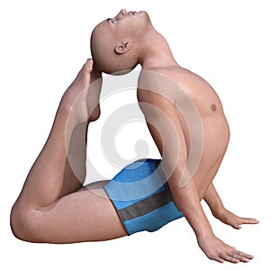 Vrschikasana pose bald man isolated