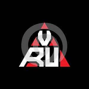 VRU triangle letter logo design with triangle shape. VRU triangle logo design monogram. VRU triangle vector logo template with red