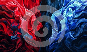 Vs background banner in red and blue, matte background, versus match wallpaper with wavy colors.