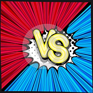 VS - comic retro lettering with shadows, halftone pattern on