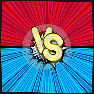 VS - comic retro lettering with shadows, halftone pattern